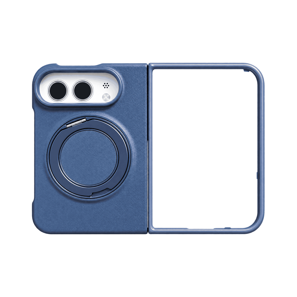 MAGNETIC RING LEATHER CASE IPHONE DUO BLUE