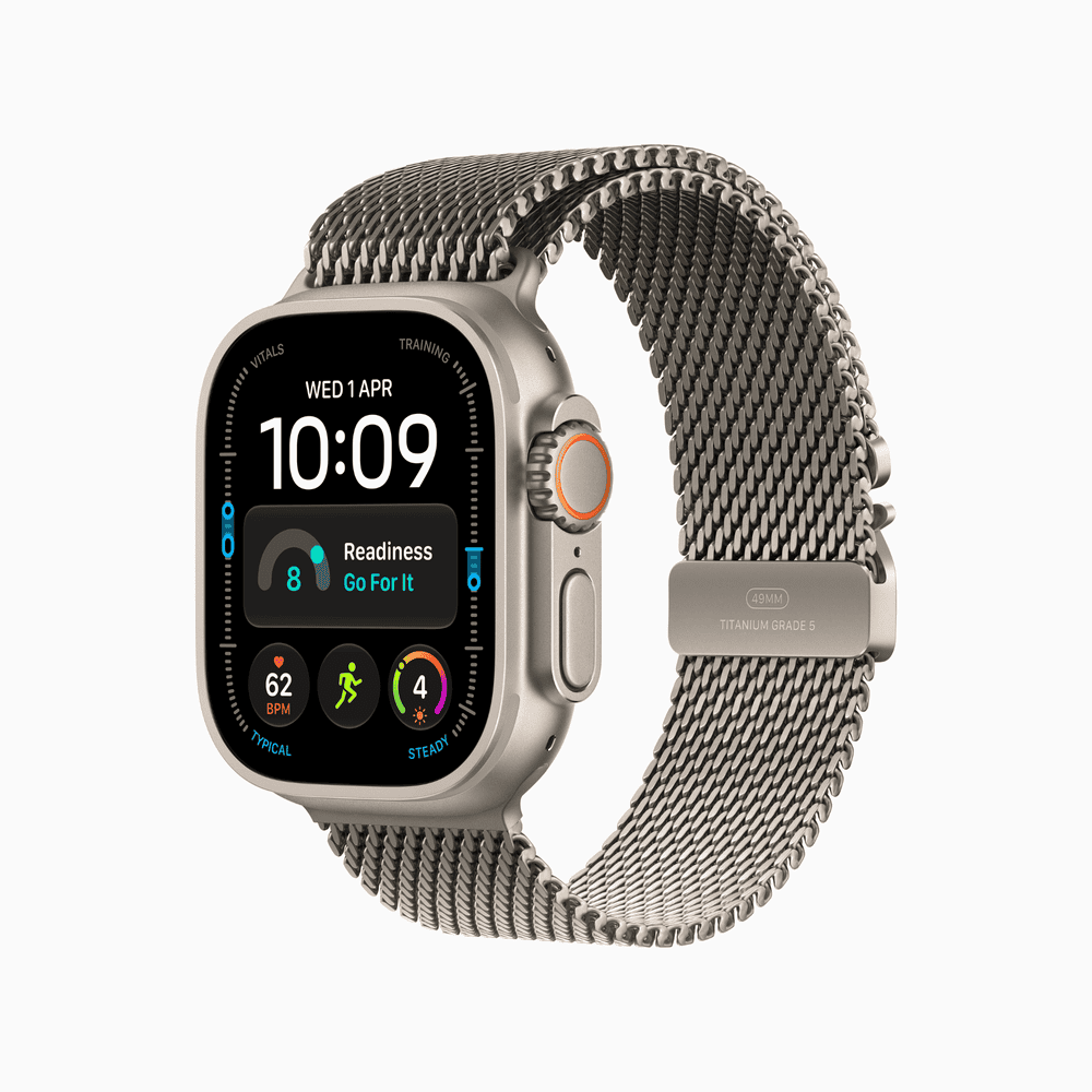 Apple Watch Ultra 4 GPS + Cellular 49mm Natural Titanium Case with Natural Titanium Milanese Loop - S