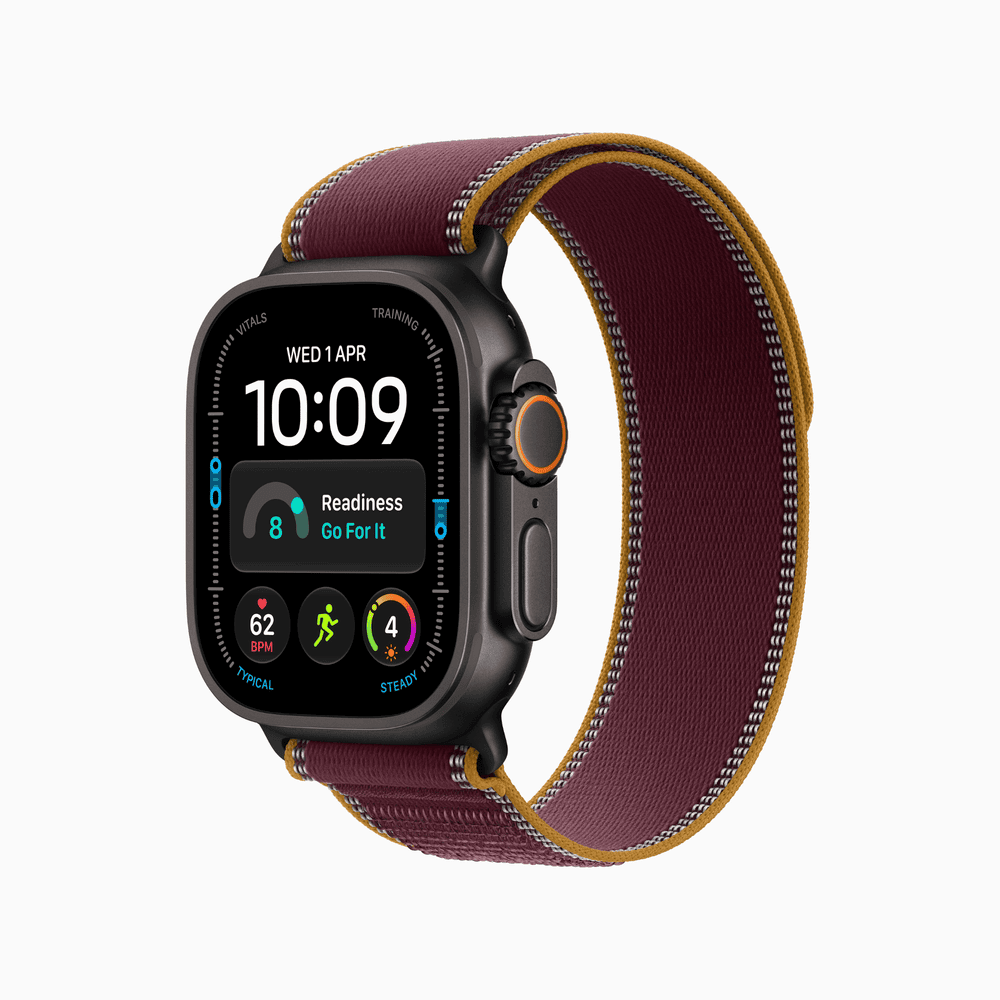 Apple Watch Ultra 4 GPS + Cellular 49mm Black Titanium Case with Burgundy Trail Loop - S/M