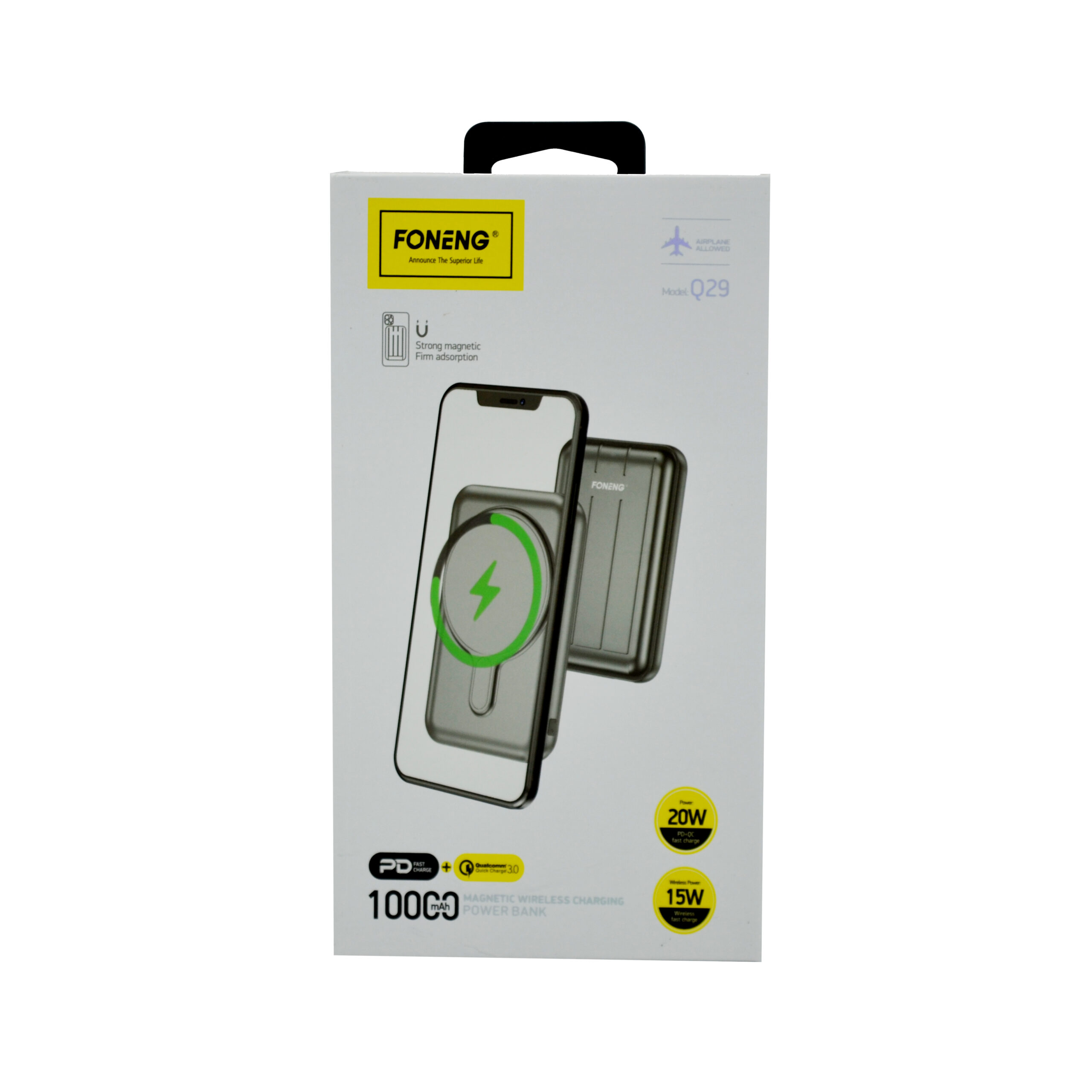 FONENG MAGNETIC WIRELESS POWER BANK 10000 MAH GREY