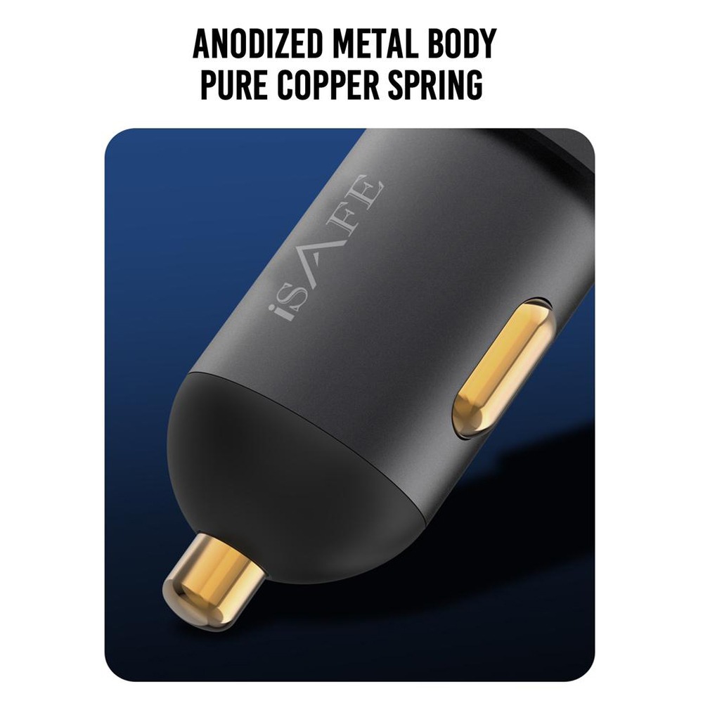 ISAFE CAR CHARGER 60W DUAL PD+USB