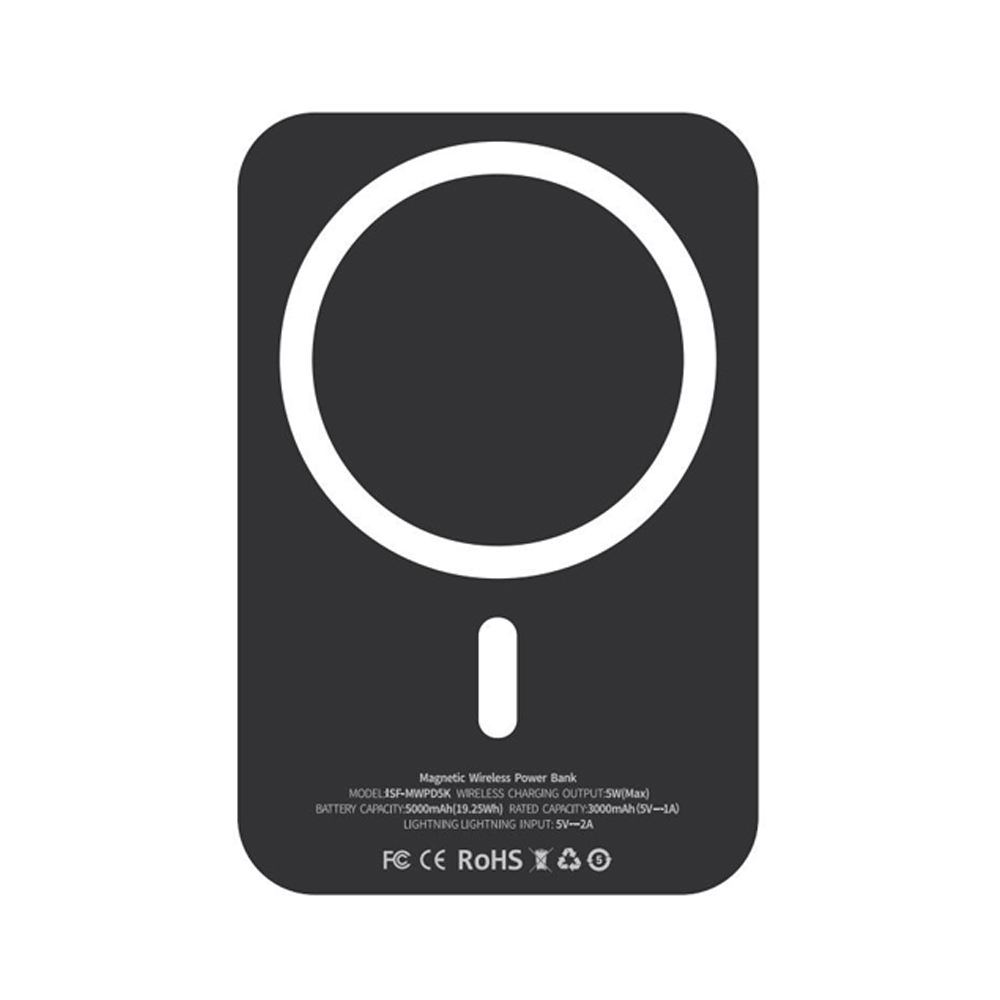 ISAFE MAGNETIC WIRELESS POWER BANK 5000MaH BLACK