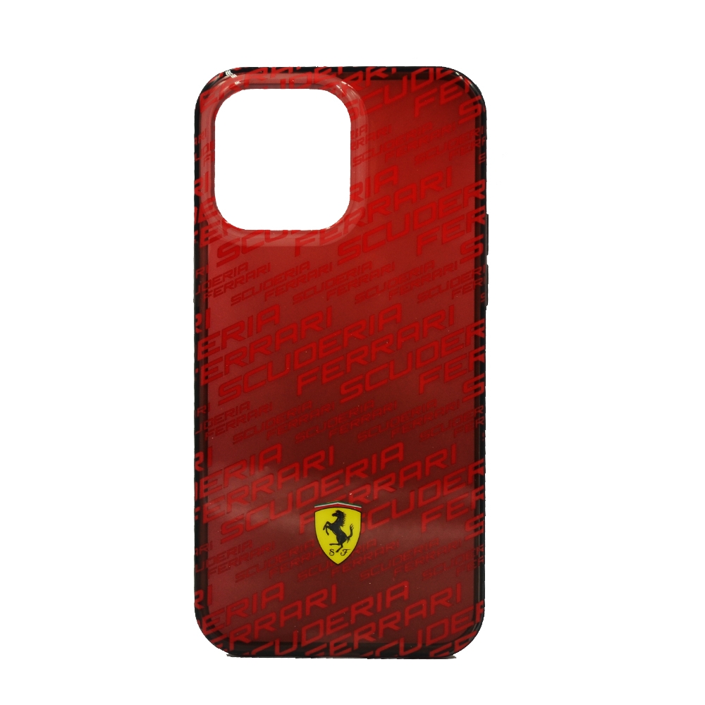FERRARI GRADIENT PC/TPU CASE WITH ALLOVER SCUDERIA & DYED BUMPER FOR IPHONE 14 PRO MAX RED