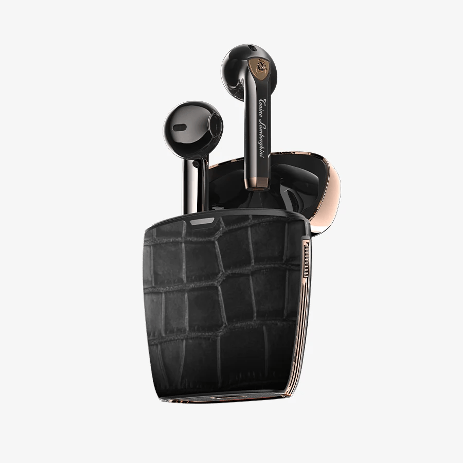 Tonino Lamborghini Crocodile Leather Wireless Bluetooth Headphone Tl69 - Black