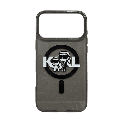 KARL LAGERFELD MAGSAFE IML GLITTER CASE WITH KARL & CHOUPETTE HEADS FOR IPHONE 1 7 PRO MAX - BLACK
