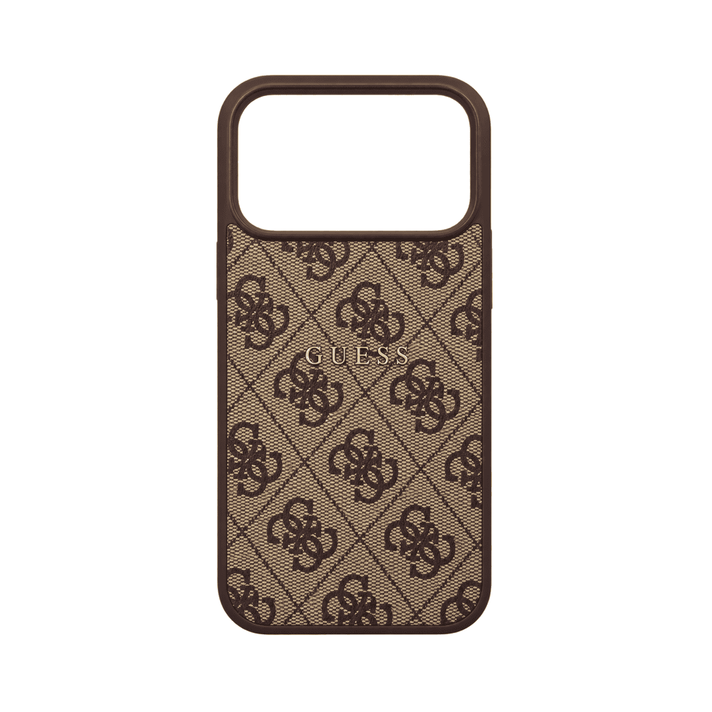 GUESS MAGSAFE EMBOSSED 4G PU HARD CASE WITH CLASSIC LOGO FOR IPHONE 18/17 PRO BROWN