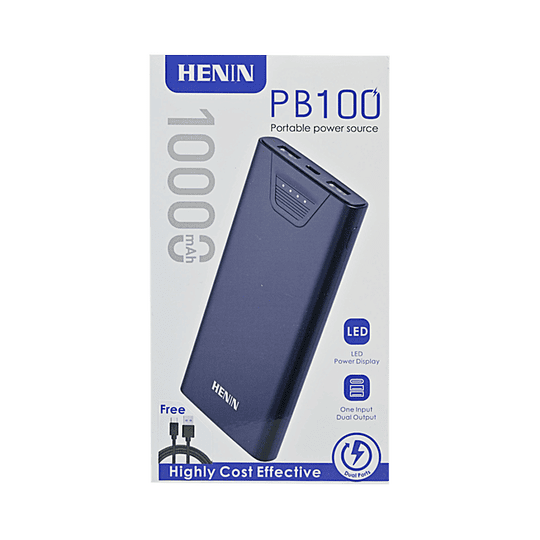 Henin Blue Power Bank with LED Display, 10000mAh