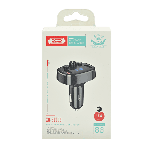 XO CAR CHARGER +BLUETOOTH TRANSMITTER BLACK BCC03