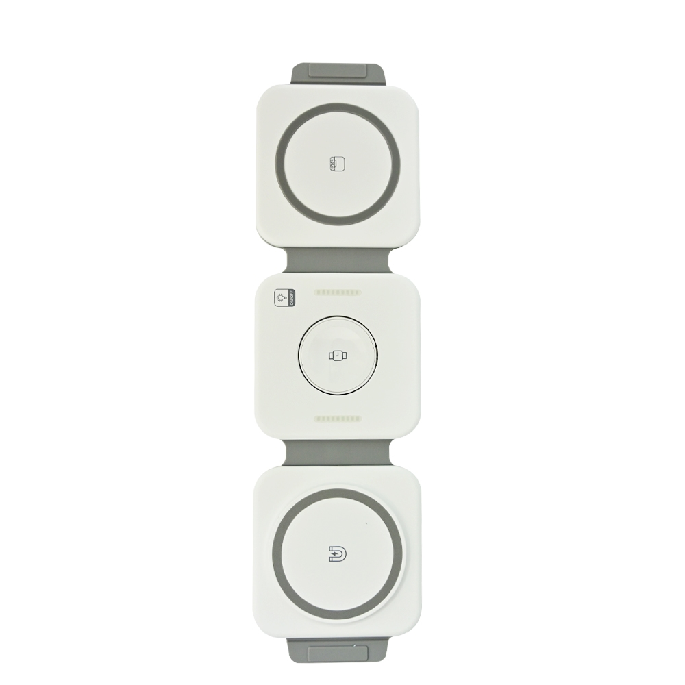 3 IN 1 FOLDABLE POCKET MAGSAFE WIRELESS CHARGER WITH LED LIGHTS WHITE F21