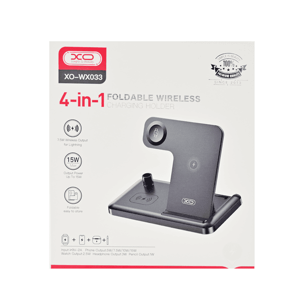 XO WX033 15W 4 IN 1 WIRELESS CHARGER BLACK