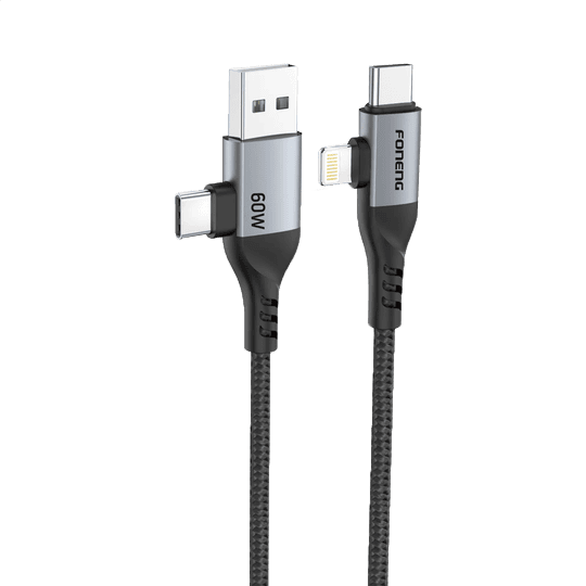 FONENG X92 BRAIDED 4 IN 1 DATA CABLE 60W BLACK