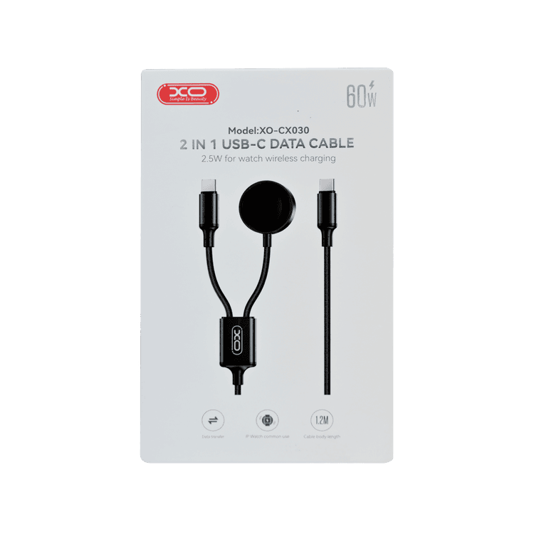 XO 2in1 USB-C & Watch Charger Cable, 1.2m