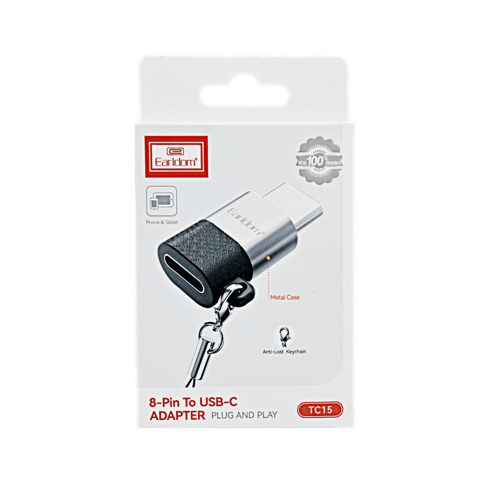 Earldom Lightning to USB-C OTG Adaptor, Black