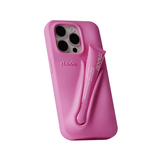 Rhode Pink Silicone Case with Lipstick for iPhone 16 Plus