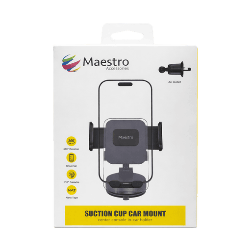 MAESTRO MS-2IN1-SUHLD-BLK 360 ROTATE SUCTION CUP CAR MOUNT