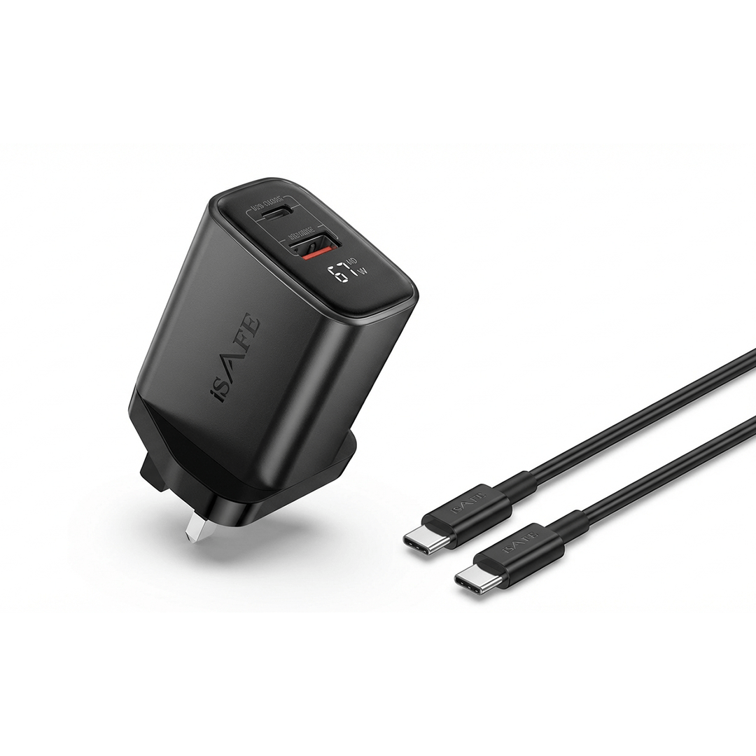 ISAFE 67W USB+TYPE-C GAN CHARGER WITH DISPLAY