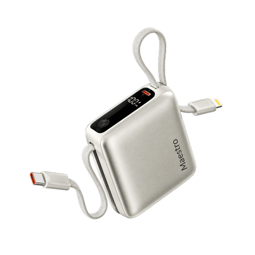 MAESTRO MT-10K 30W FAST-CHARGING 10000mAh POWERBANK WITH DUAL CABLE SILVER
