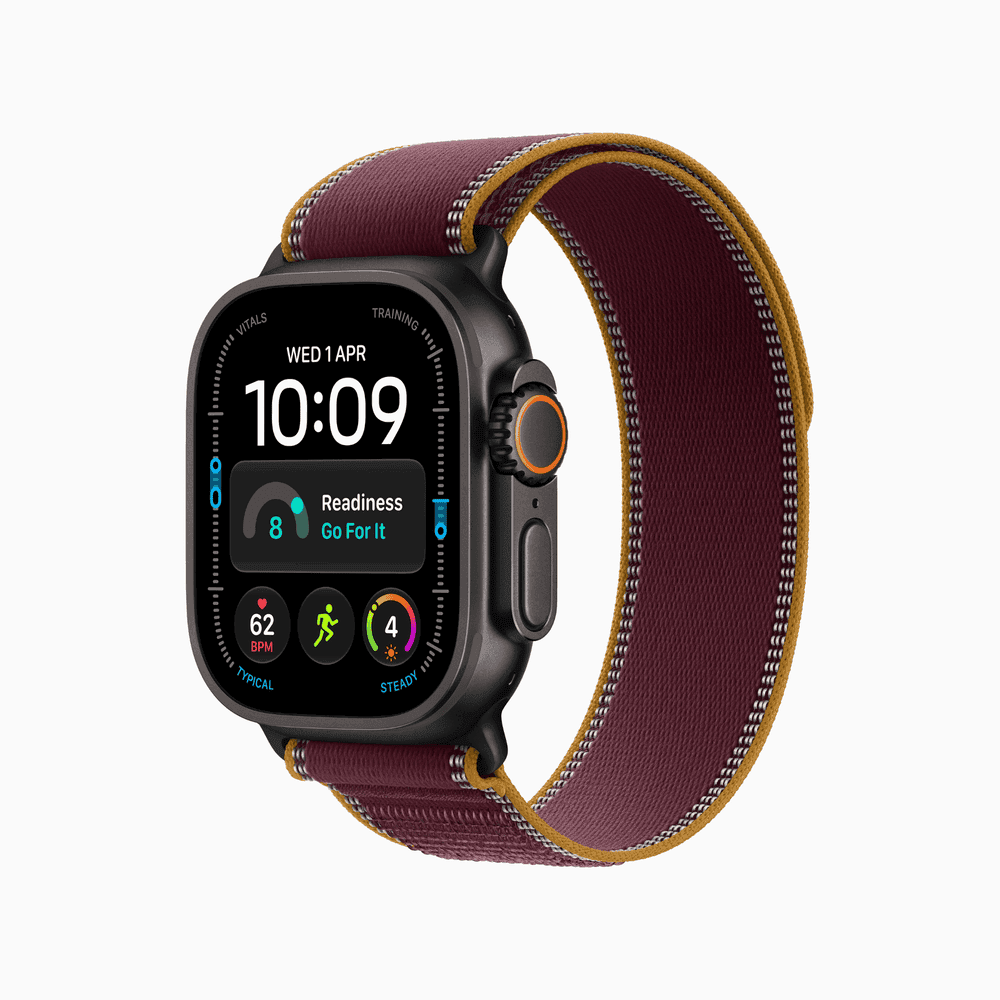 Apple Watch Ultra 4 GPS + Cellular 49mm Black Titanium Case with Burgundy Trail Loop - S/M