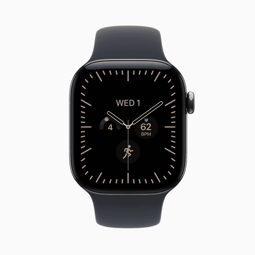 Apple Watch Series 12 GPS + Cellular 46mm Natural Titanium Case with Navy Blue Sport Band - M/L