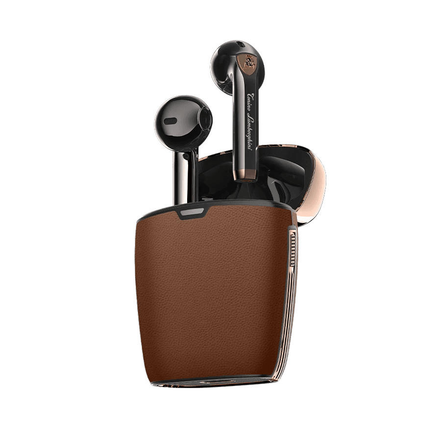 TONINO LAMBORGHINI CALF LEATHER WIRELESS BLUETOOTH HEADPHONE TL69 BROWN