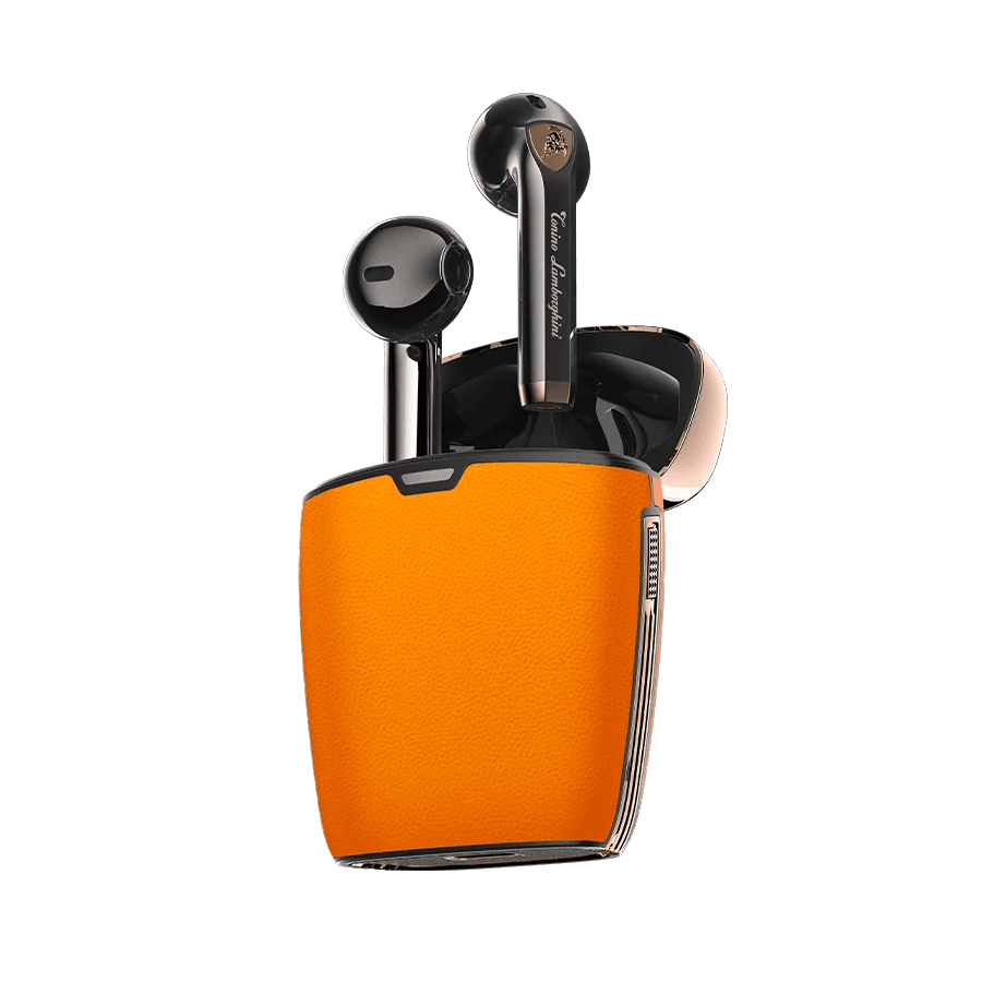 TONINO LAMBORGHINI CALF LEATHER WIRELESS BLUETOOTH HEADPHONE TL69 ORANGE