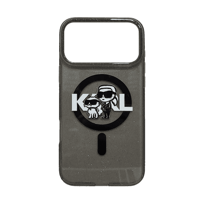 KARL LAGERFELD MAGSAFE IML GLITTER CASE WITH KARL & CHOUPETTE HEADS FOR IPHONE 1 7 PRO - BLACK