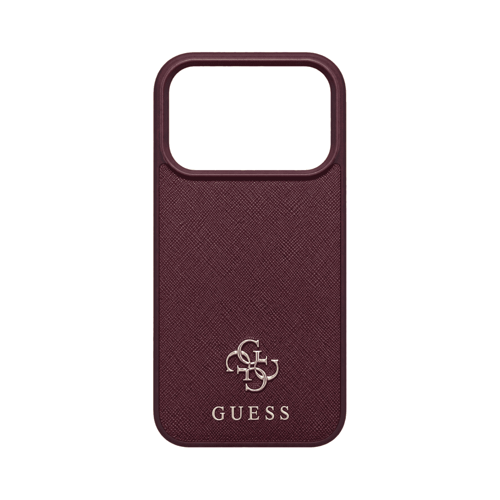 GUESS MAGSAFE SAFFIANO HARD CASE WITH SMALL 4G & CLASSIC LOGO FOR IPHONE 18/17 PRO MAX BURGUNDY